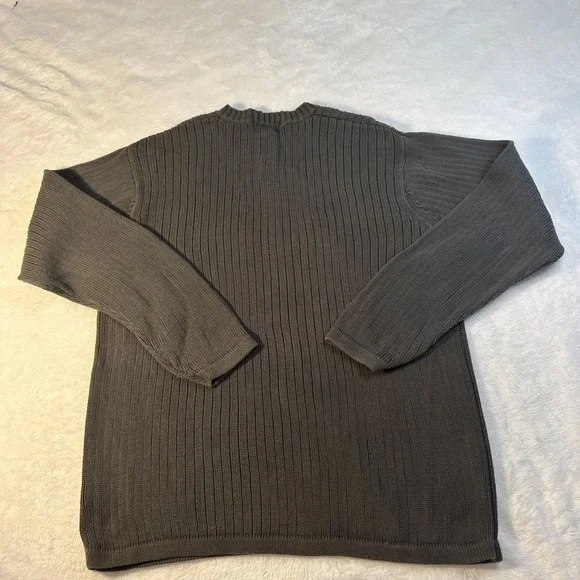 Vintage Eddie Bauer Dark Green Ribbed Cotton Crew Neck Sweater Long Sleeve‎ XLrg - Picture 7 of 7